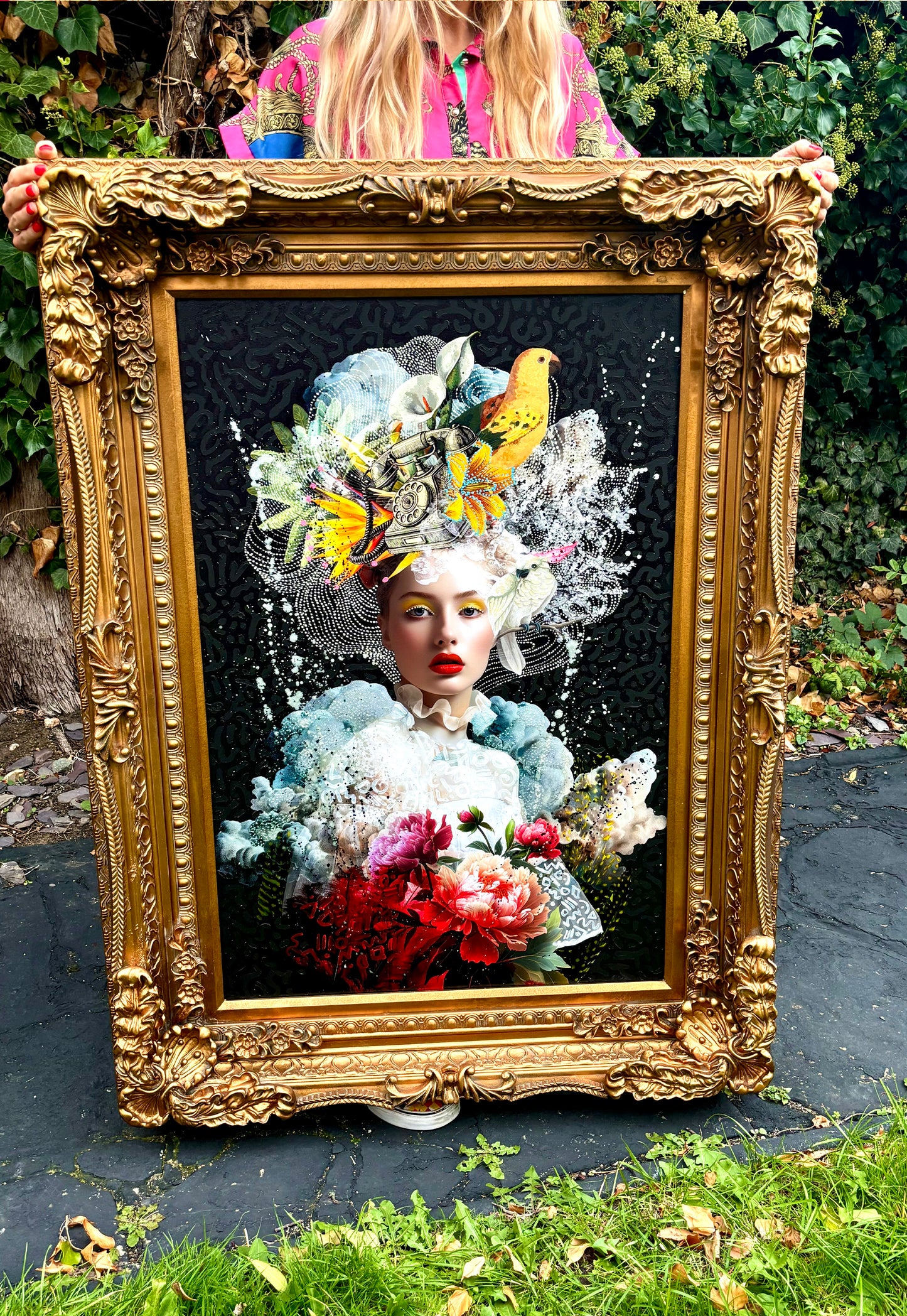 Girl Cloud - ORIGINAL CANVAS WITH RECLAIMED GOLD GILT FRAME SOLD