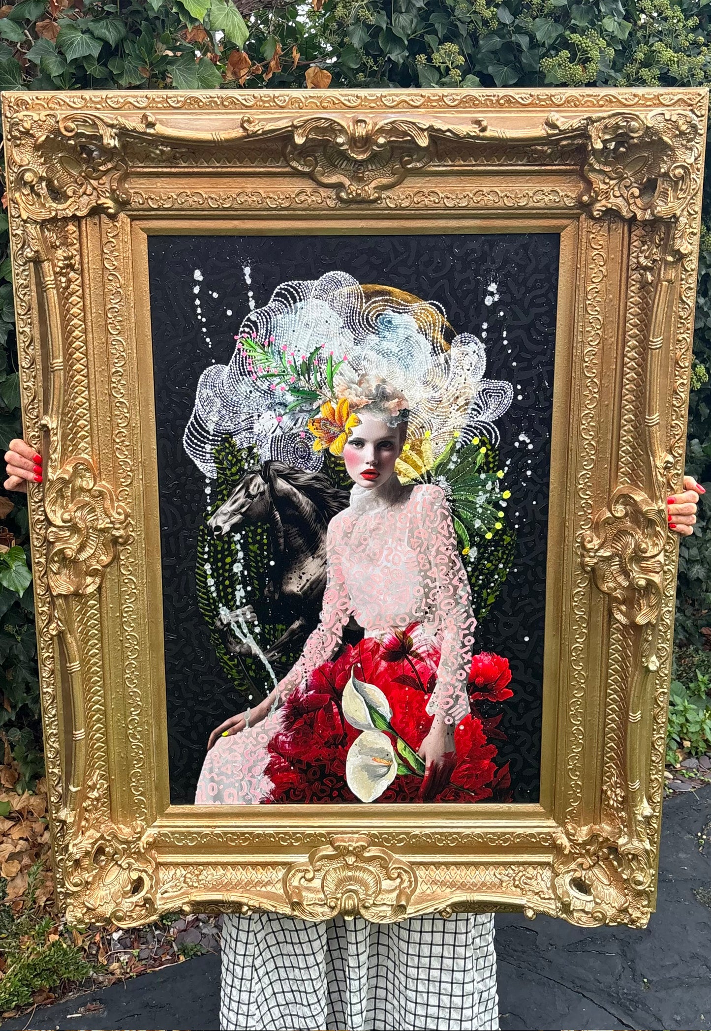Girl Lily - ORIGINAL CANVAS WITH RECLAIMED GOLD GILT FRAME