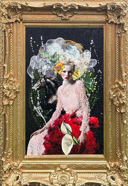 Girl Lily - ORIGINAL CANVAS WITH RECLAIMED GOLD GILT FRAME